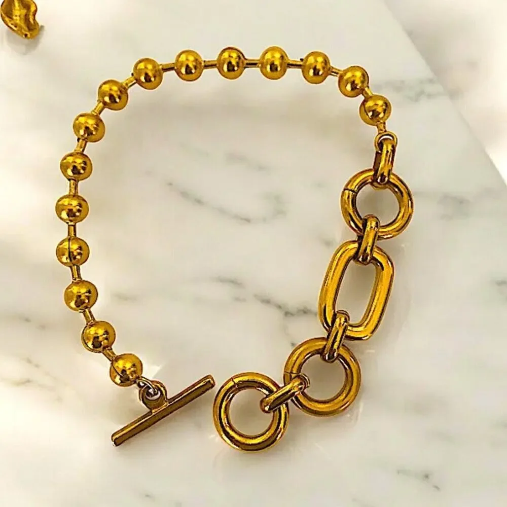 Gold Stainless Steel Chain Link Bracelet